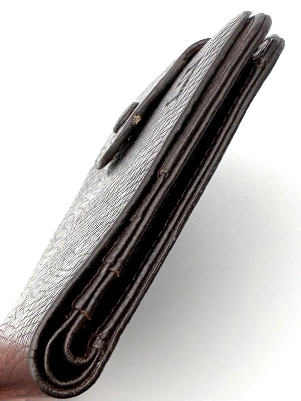 Dunhill Brown Textured Grained Leather Compact Strap Wallet